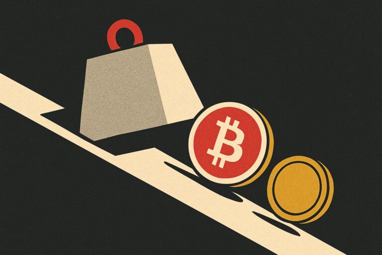 Illustration: Bitcoin rutscht unter 80.000 Dollar, im Gleichschritt mit Gold