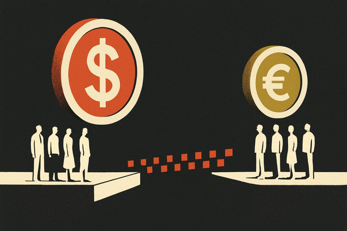 Illustration: Dollar-Stablecoins schlagen Euro-Token 300 zu 1. Europa fehlen Zahlungswege