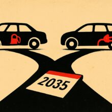 Illustration: 2035 beim Verbrenner: Europas Autobauer kaufen Zeit statt Strategie