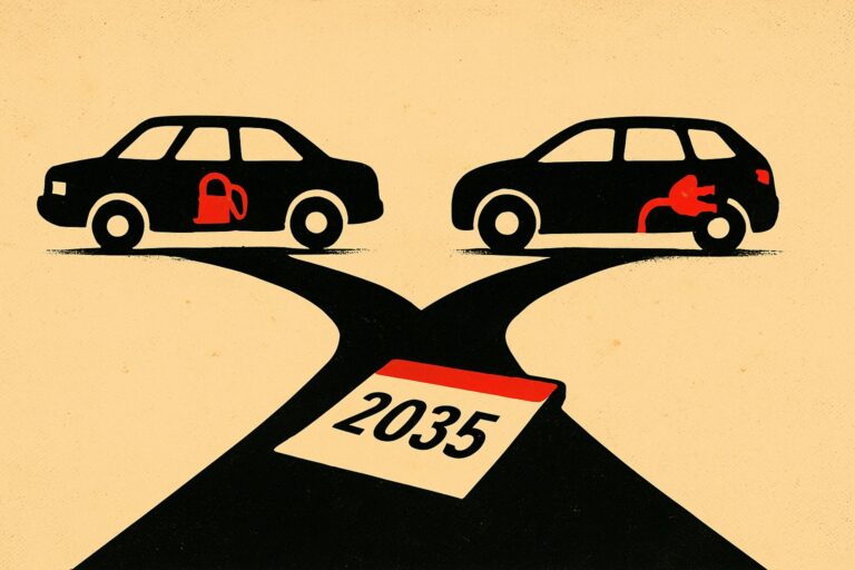 Illustration: 2035 beim Verbrenner: Europas Autobauer kaufen Zeit statt Strategie