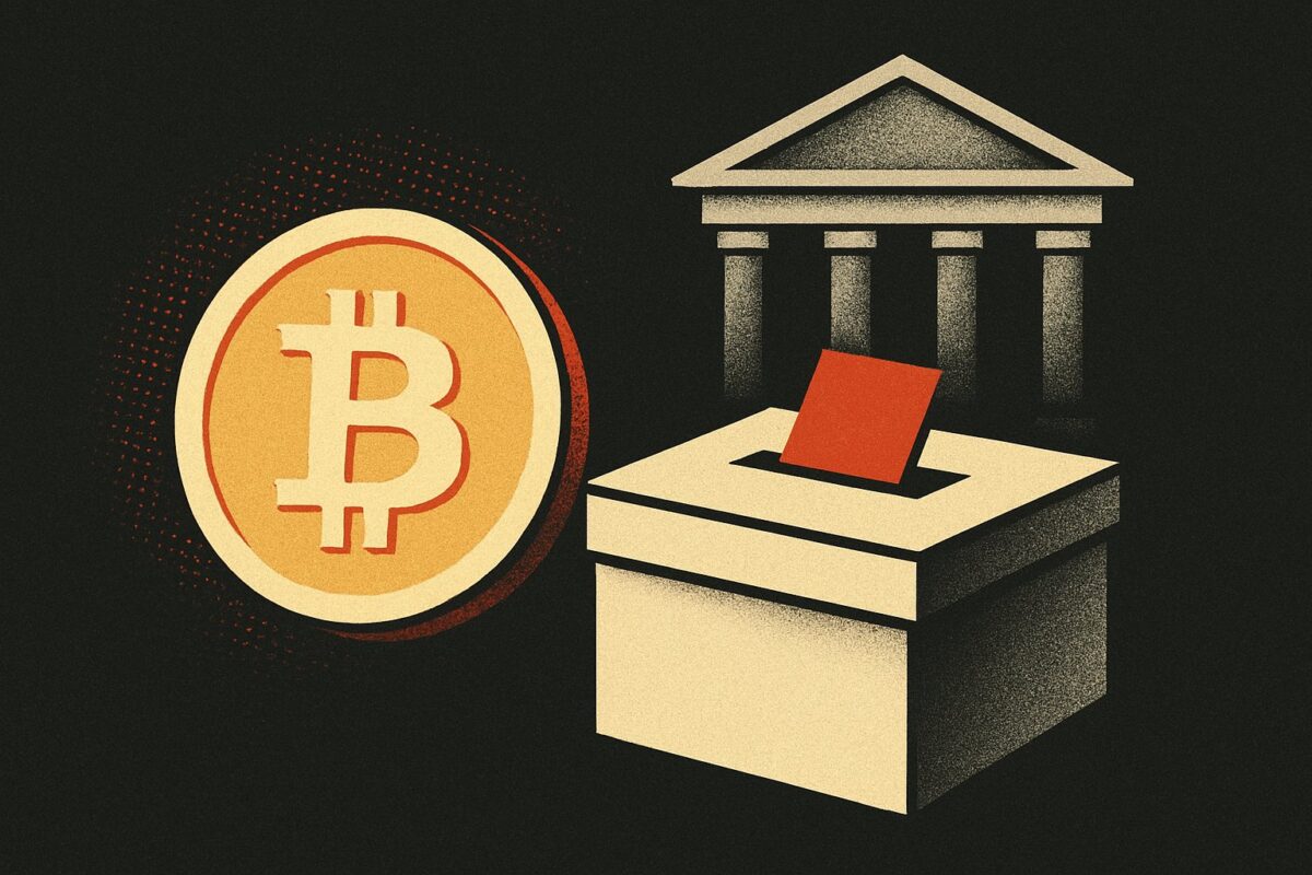 Illustration: Bitcoins Kurs hängt 2026 stärker an der Fed als an US-Zwischenwahlen