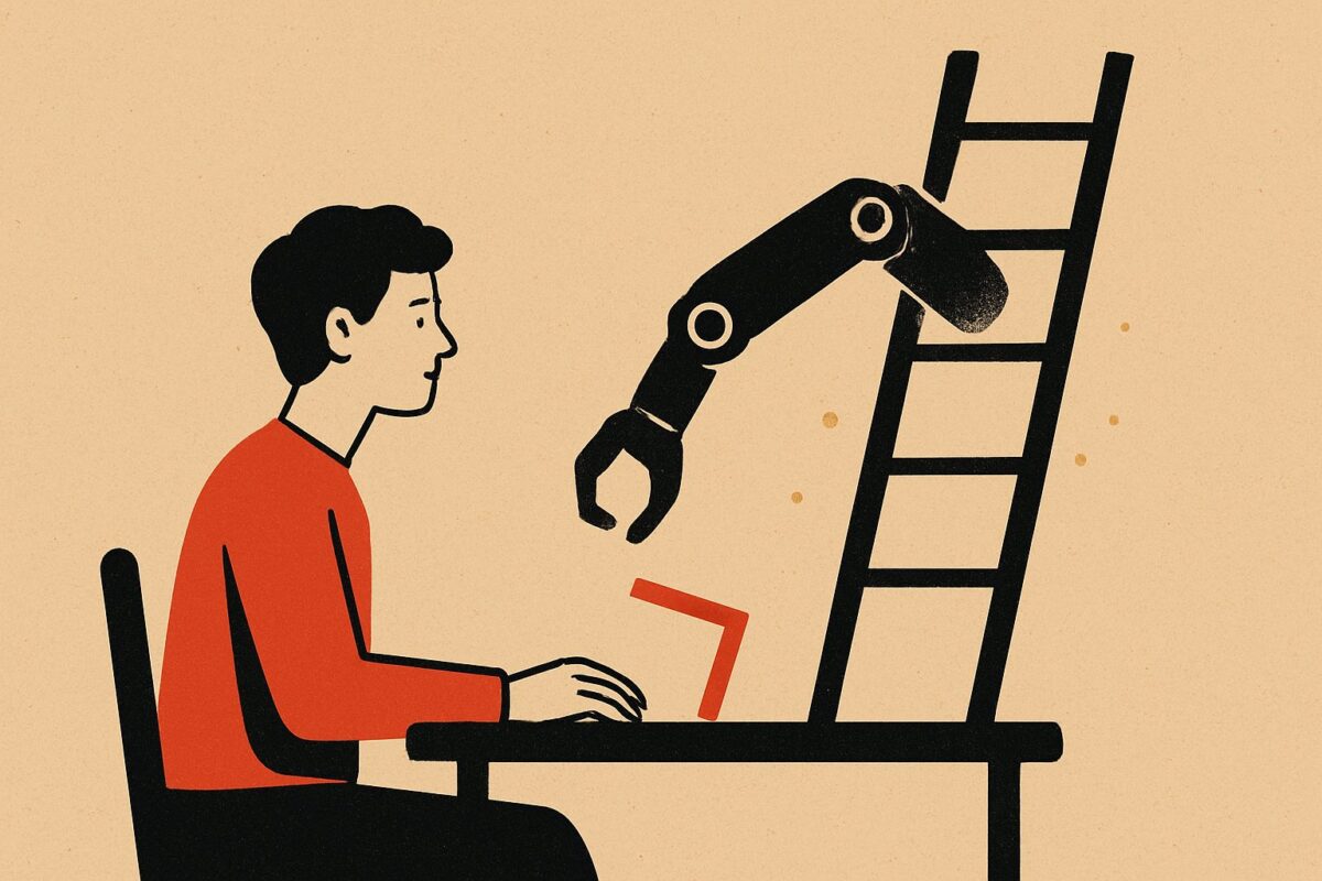 Illustration: KI übernimmt Einstiegsarbeit. Berufseinsteiger verlieren Übungsräume