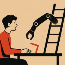Illustration: KI übernimmt Einstiegsarbeit. Berufseinsteiger verlieren Übungsräume