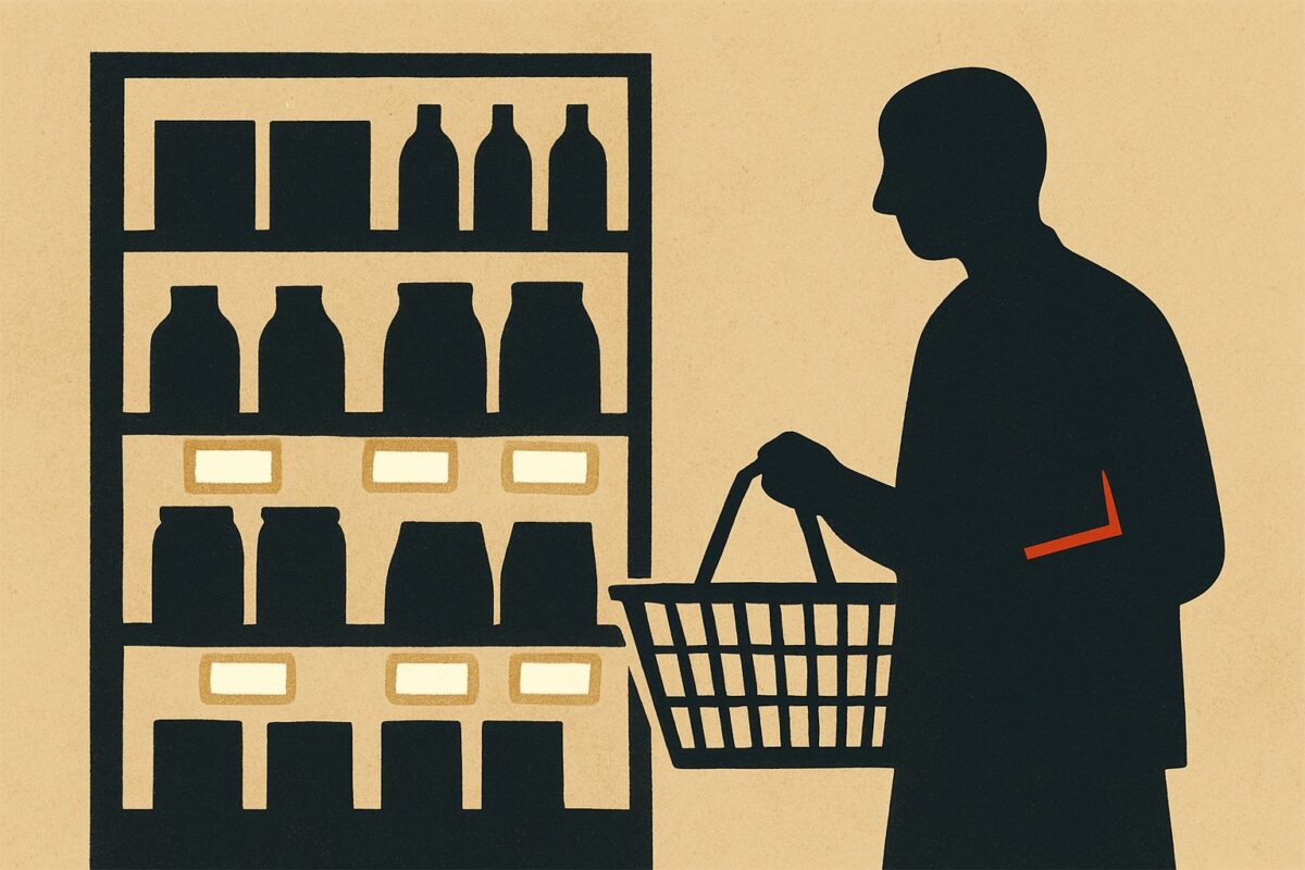 Illustration: Preisschilder im Supermarkt werden digital. Vertrauen zählt jetzt mehr