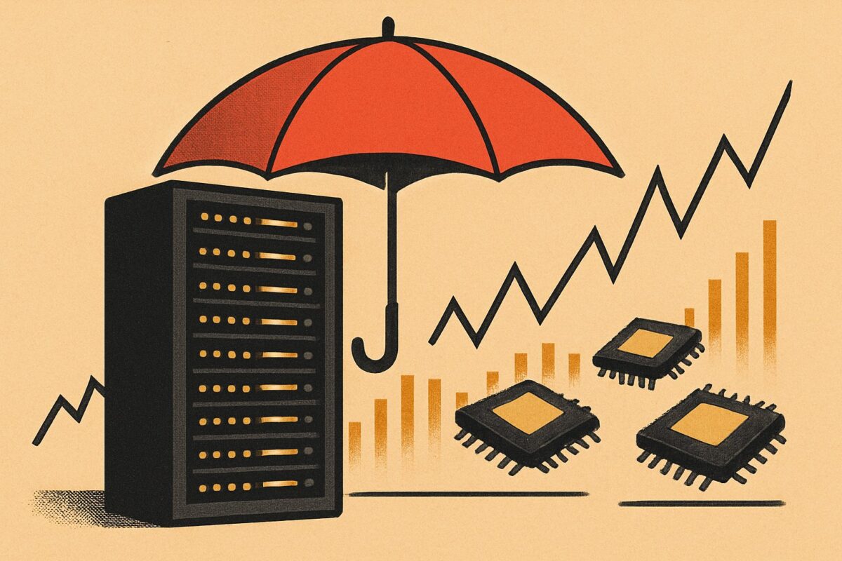 Illustration: Tech-Anleger erklären KI-Investitionen zur Börsenversicherung